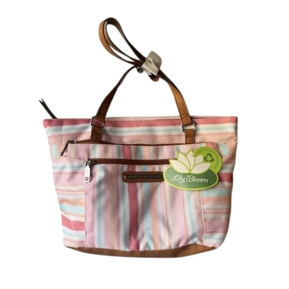 Lily Bloom Kelsey Tote Bag Painted Stripe Recycled Fabric Eco-Friendly Design Mu